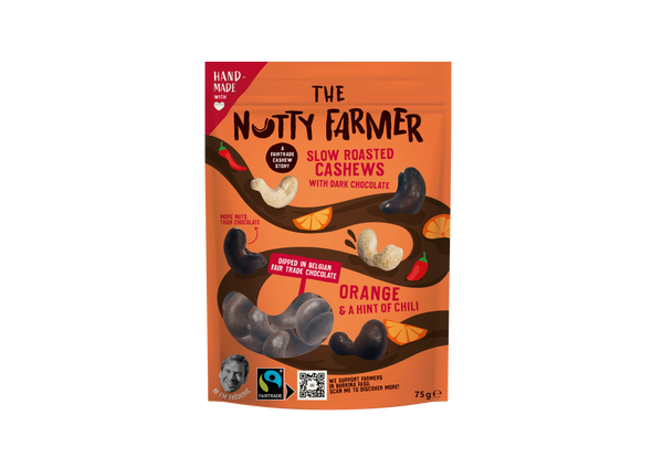 Slow roasted cashews with dark chocolate, orange & a hint of chili